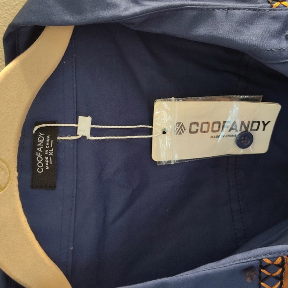 NWT Coofandy XL men's western cowboy country vaquero blue camel dress shirt - Picture 6 of 7